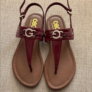 GBG Los Angeles Burgundy Sandals